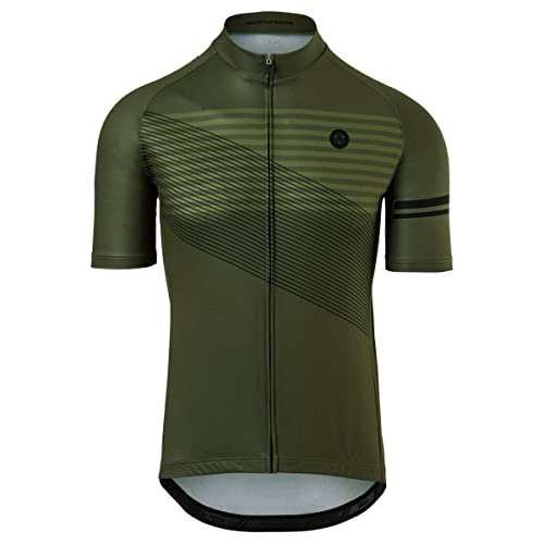 AGU Striped Fahrradtrikot Essential Herren, Atmungsaktive Radtrikot, Schnell Trocknend Material, Fahrradbekleidung für Männer, aus 100% Polyester, Grün - XXL