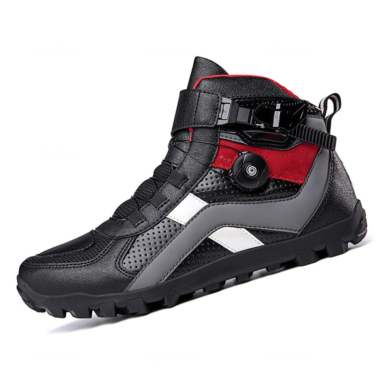 VEACAM Neue Motorrad Sport Stiefel Paar Mode Motorrad Fahrer Kurze Knöchel Schuhe Herren Atmungsaktive Reitschuhe,Black-43