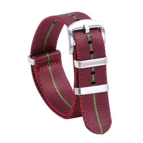 THBGTCNQ 18 mm, 20 mm, 22 mm, Nylon-Uhrenarmband for traditionelle Uhren, sportliches wasserdichtes Armband, Schnellwechsel-Uhrenzubehör(Red Green,22mm)