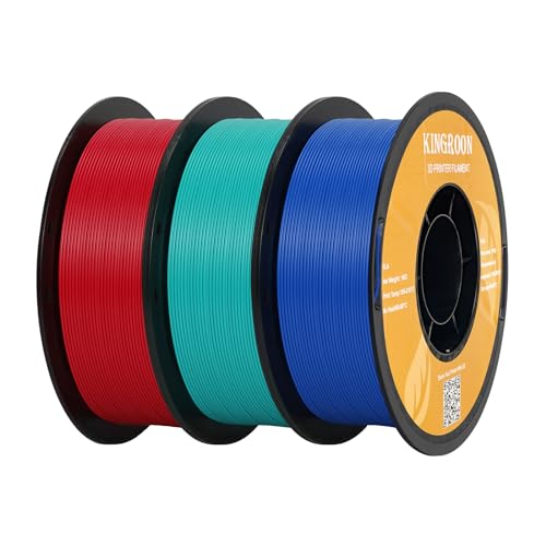 Kingroon PLA-Filament für 3D-Drucker, 1,75 mm PLA, Filament PLA, 3D-Drucker-Filament, Maßgenauigkeit +/- 0,03 mm, 3 kg Spule (3 kg), 1,75 mm, Rot + Blau + Grün PLA