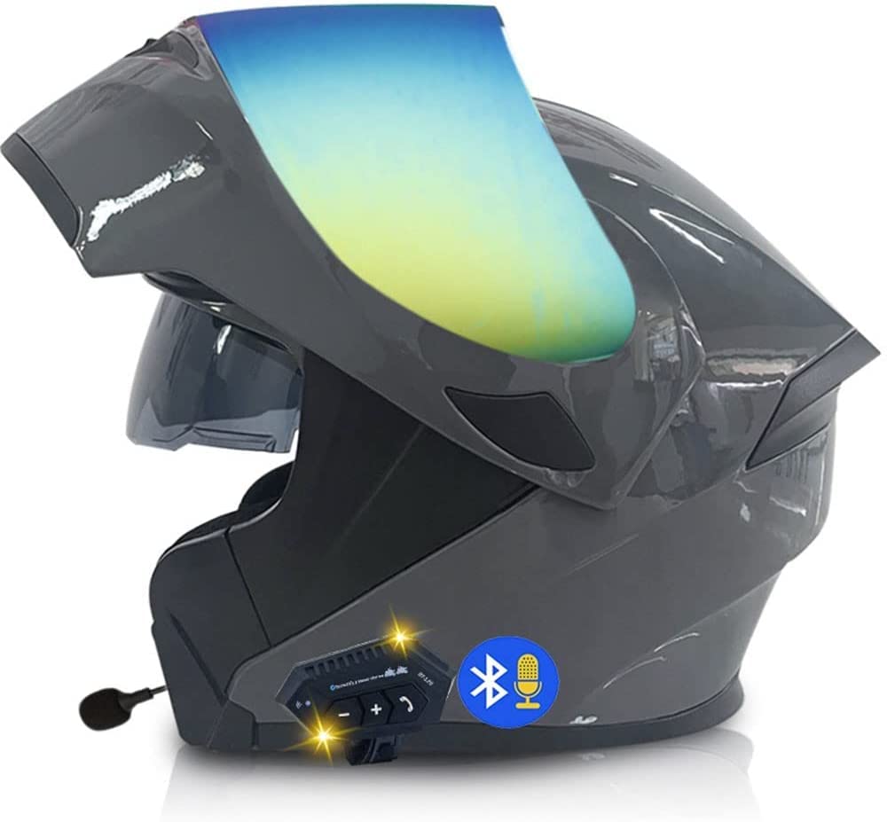 Klapphelm Motorradhelm,Bluetooth Integralhelm,Mit Doppelvisier, ECE Genehmigt,30m Bluetooth-Gegensprechanlage,Intelligente Geräuschunterdrückung,Wasserdicht,Ganzjährig Verfügbar