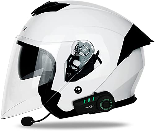 Motorradhelm Bluetooth Jethelm,DOT/ECE-Zertifiziert Open Face 3/4 Halbhelme Vintage Adult Unisex Jet Helm,Retro Crash Halbhelm mit Sonnenblende Scooter Street Bike Motorradhelm Cap