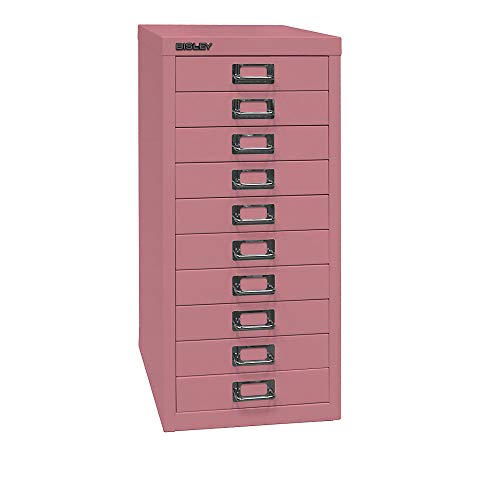 BISLEY MultiDrawer, 29er Serie, DIN A4, 10 Schubladen, Metall, 601 Pink, 38 x 27.9 x 59 cm