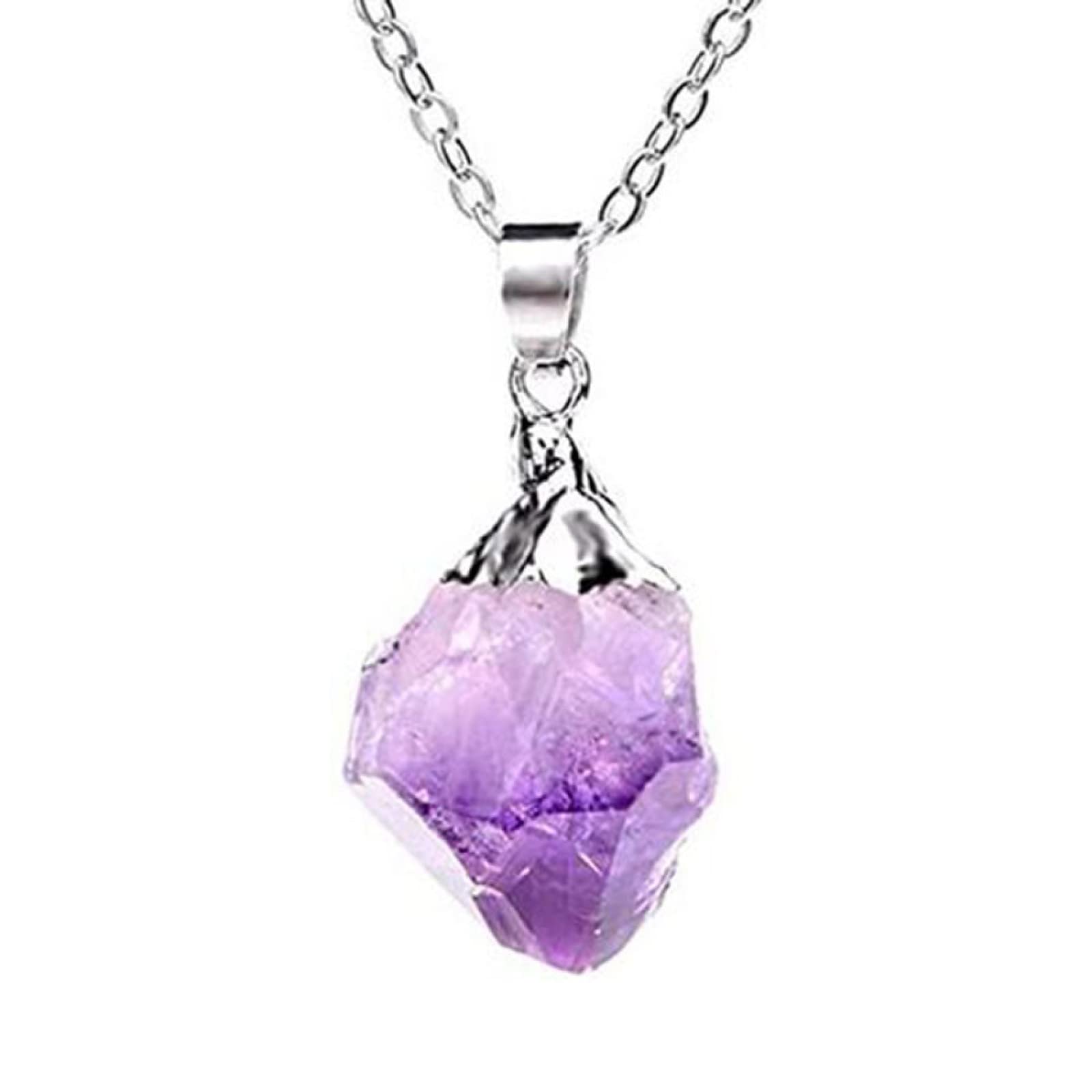 Natürlicher Kristall Quarz Stein Amethysten Reiki Baum des Lebens Hexagon Herz Chakra Stein Anhänger Draht umwickelter Schmuck,Amethyst 15