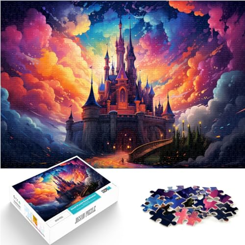 Puzzle, farbenfrohe Psychedelie eines atemberaubenden goldenen Schlosses, 1000-teiliges Puzzle, Holzpuzzle für anspruchsvolles Puzzlespiel und Familienspiel, 1000 Teile (50 x 75 cm)