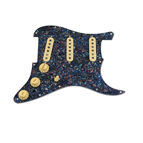 Geladenes Gitarren-Pickguard Geladene Pickguard-Pickups Gitarre-Alnico 5-Pickups SSS. Single Coils Pickups/Gelbe Pickupabdeckungen Set (Color : 17)