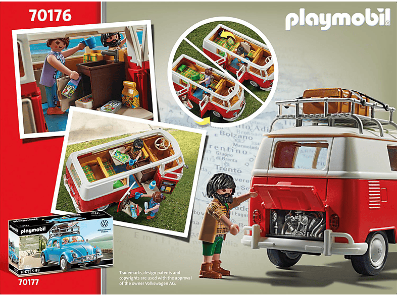 PLAYMOBIL 70176 Volkswagen T1 Camping Bus Spielset, Mehrfarbig