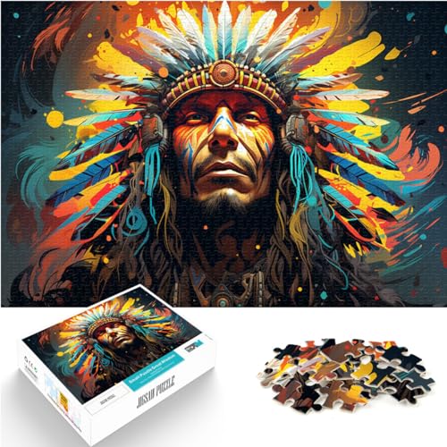 Puzzle für farbenfrohe indische Kunst, 1000 Teile, Holzpuzzle, jedes Teil ist einzigartig – anspruchsvolles, unterhaltsames Spiel für die ganze Familie, 1000 Teile (50 x 75 cm)