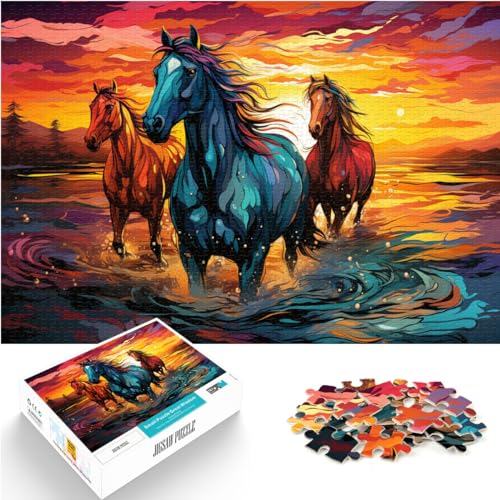 Puzzle für farbenfrohes Kunstpferd, 1000-teiliges Puzzle für Erwachsene, schwieriges Holzpuzzle, schweres Puzzle für Frauen und Männer, 1000 Teile (50 x 75 cm)