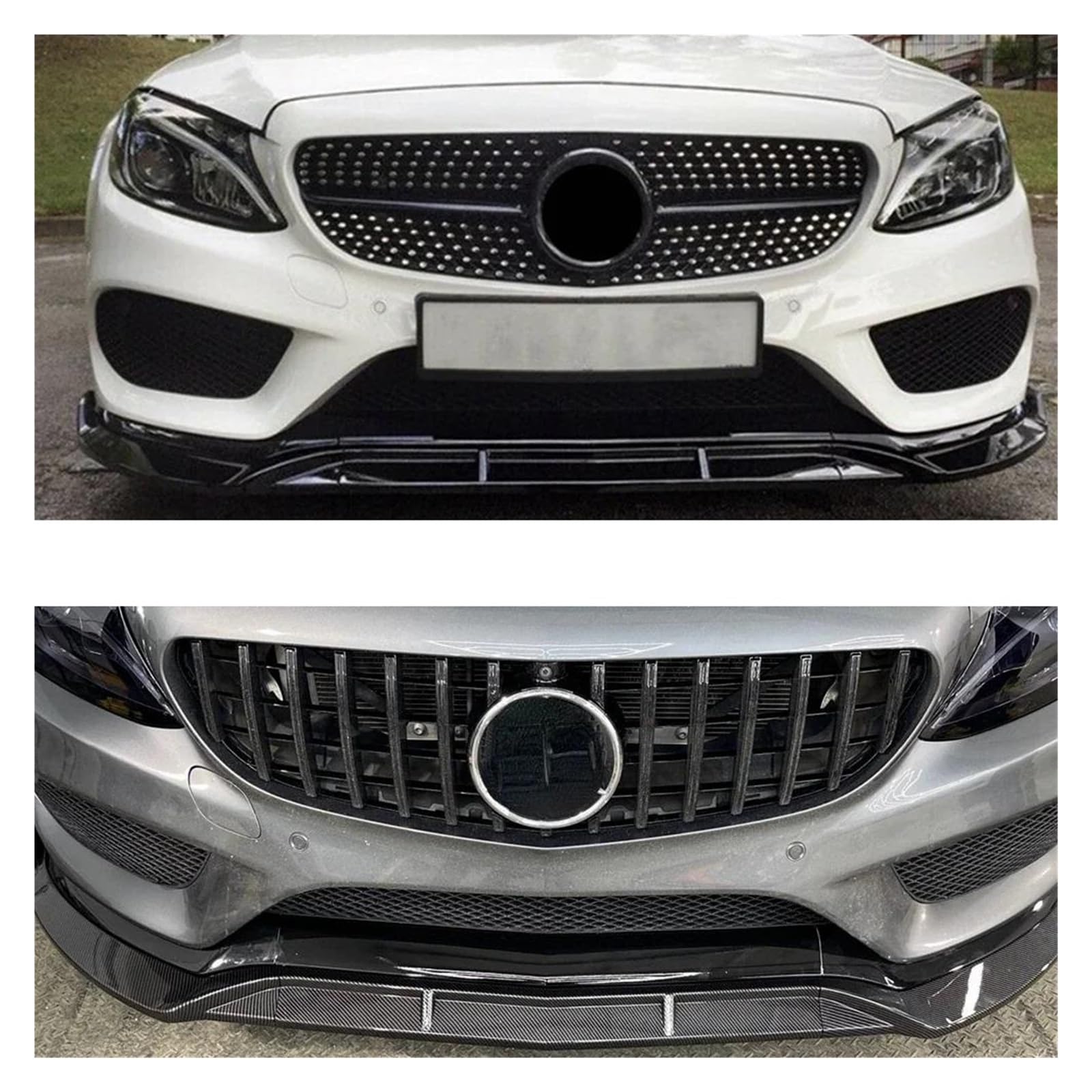 Splitter Für Benz Für C-Klasse W205 Sport 2015-2018 C180 C200 C300 2016 2017 Frontspoiler Stoßstange Lippe Untere Klinge Splitter Glanz Schwarz Frontlippe(Glossy Black)