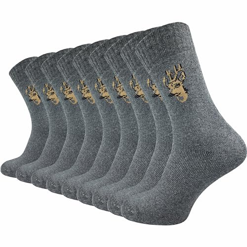 GAWILO Jägersocken für Herren (9 Paar) | Robuste Army- und Freizeitsocken mit Frotteefuß verhindert Bildung von Blasen und reguliert Feuchtigkeit (43-46, grau + Hirsch)