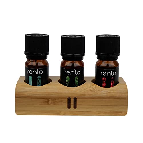 Rento Saunaaufguss Saunaduft- Set mit 3 x 10 ml in Halterung aus Bambus by SudoreWell®