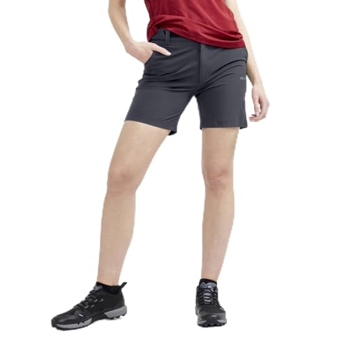 Craft ADV EXPLORE TECH Shorts | Outdoorhose Damen XXL | Asphalt | 4-Wege-Stretch | vorgeformte Knie | Verstellbarer Bund | Gesäßtasche mit Reißverschluss | Wanderhose Damen | Funktionshose Damen