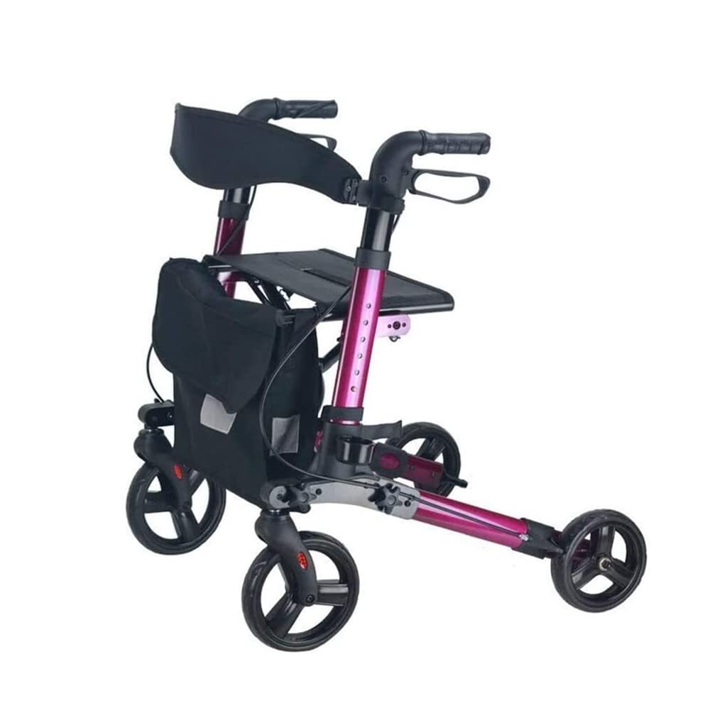 Rollator für Senioren, leicht, aufrecht, zusammenklappbar, mit Rädern und Sitz, verstellbare Höhe, medizinische Gehhilfe, Mobilitätshilfe für Erwachsene, Senioren, ältere Menschen, einfach zu