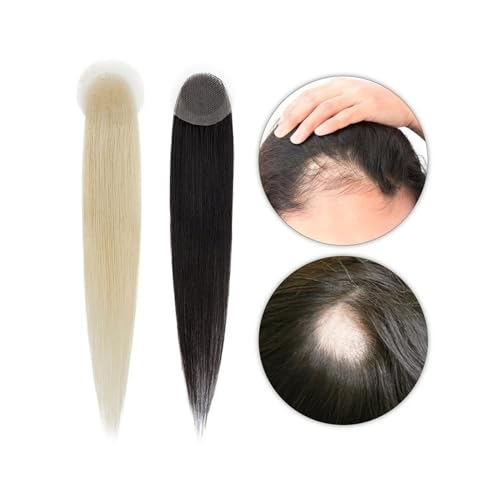 Haartopper für Frauen 8/18" seidiger gerader Echthaar-Topper for Frauen, 3/5 cm Haarhaken, Spitzen-Häkel-Topper, unsichtbares Alopecia Areata-Haarteil Haarteil Topper Toupet Frauen Pony (Size : 8 inc