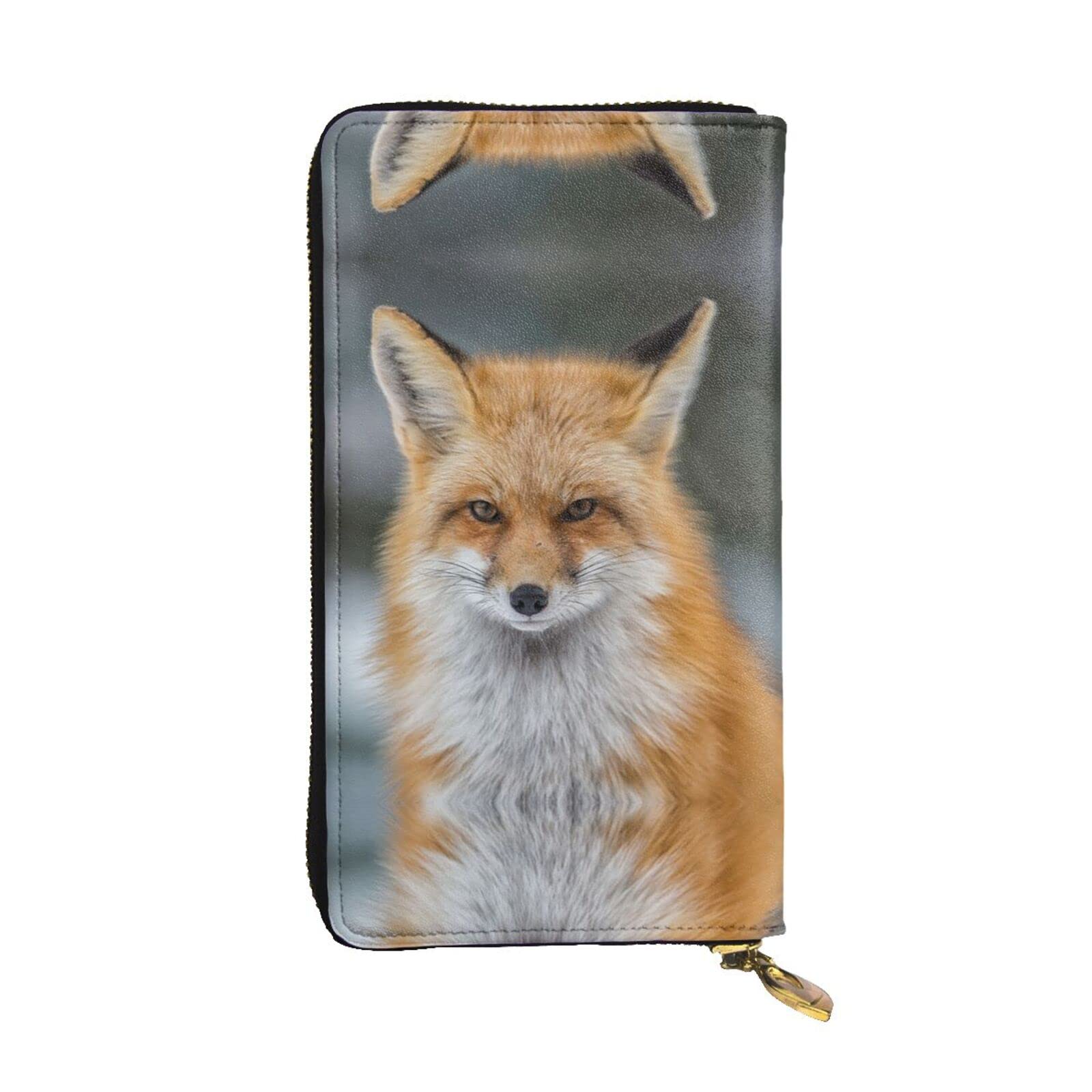 DMORJ Fox Lange Clutch aus Leder, 19 x 10 cm, bequem, leicht, wasserdicht, langlebig, schönes Geschenk, Schwarz, Einheitsgröße, Schwarz , Einheitsgröße