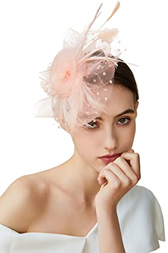 ArtiDeco Fascinators Hut Damen Cocktail Party Fascinator Haarreif Englische Tee Party Accessoires (Champagner)