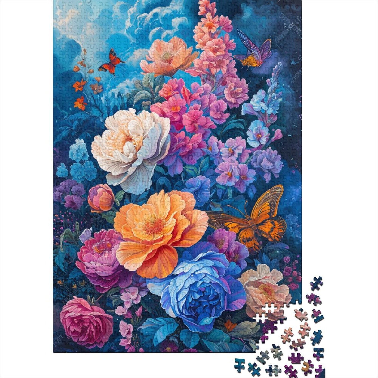 1000 Teile für Erwachsene, schwierige Puzzles, bunte Blumen, Puzzles für Erwachsene und Teenager, für anspruchsvolle Puzzlespiele und Familienspiele (Größe 75x50cm)