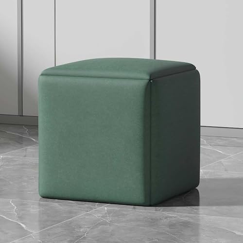 Cube Nesting Ottoman Chair, 5-teilige stapelbare Hocker mit Lenkrollen – quadratischer Fußhocker aus Technologiestoff für Wohnzimmer und Esszimmer, dunkelgrün, 35 cm