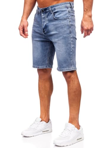 BOLF Herren Jeans Shorts Kurze Jeanshose Stretch Denim Bermudas Kurze Hose Cargo Cargoshorts Used Look Baumwolle Sommer Freizeithose Slim Fit MP0277BS Dunkelblau L [7G7]