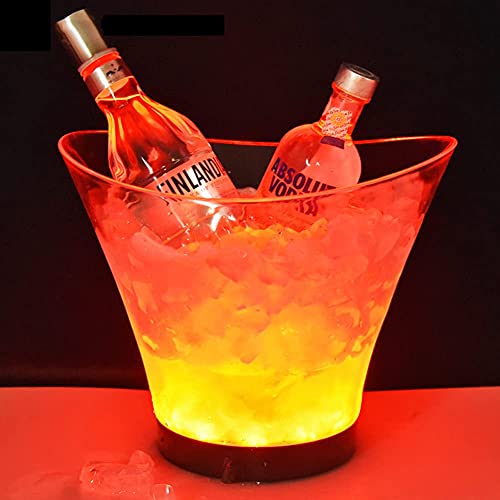 VSULZVNU LED-Eiskübel, große Kapazität, Wein-Eiskübel, Getränkebehälter mit LED, automatischer Farbwechsel, wasserdicht, Champagner, Wein, Getränke, LED-Eiskübel für Getränke, Party, Zuhause, Bar