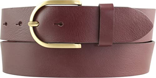 BELTINGER Damen-Gürtel aus Vollrindleder 4 cm | Jeans-Gürtel für Damen 40mm | Vollleder-Gürtel mit goldener Gürtelschließe | Bordeaux 85cm