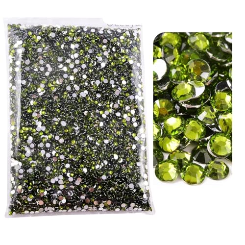 Bulk Flatback Strasssteine, Kristall Hotfix, 10000 Stück Flatback-Strasssteine ​​aus Kunstharz mit silberner Unterseite, nicht Hotfix-Strasssteine ​​im großen Paket, Glitzerkristalle und Strass(Olive,