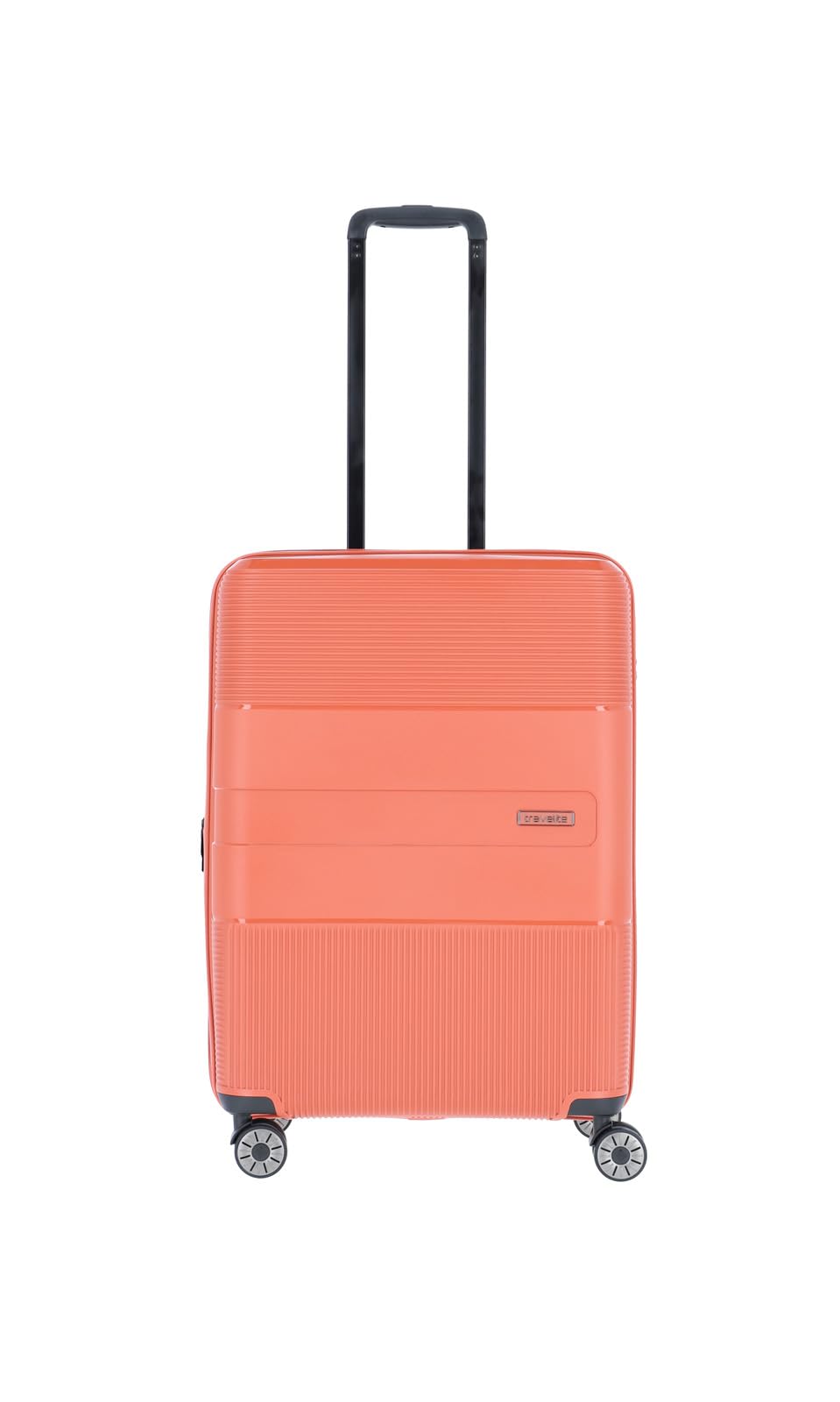 travelite 4-Rad Hartschalen Koffer mittelgroß mit Dehnfalte + TSA Schloss, Gepäck Serie WAAL: Stabiler Trolley mit recyceltem Innenfutter, 65 cm, 65 - 75 Liter