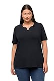 Ulla Popken Damen, A-Linie, Tunika-Ausschnitt, Halbarm T-Shirt, Marine, 46-48