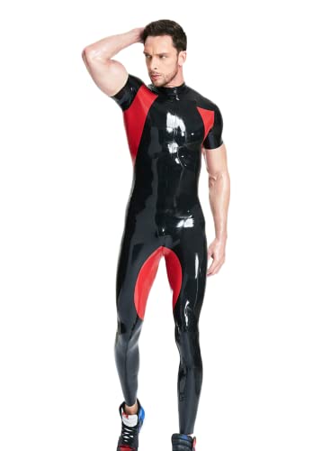 Herren Kurzarm Sportlicher Catsuit Latex Catsuit Gummianzug Latex Zentai