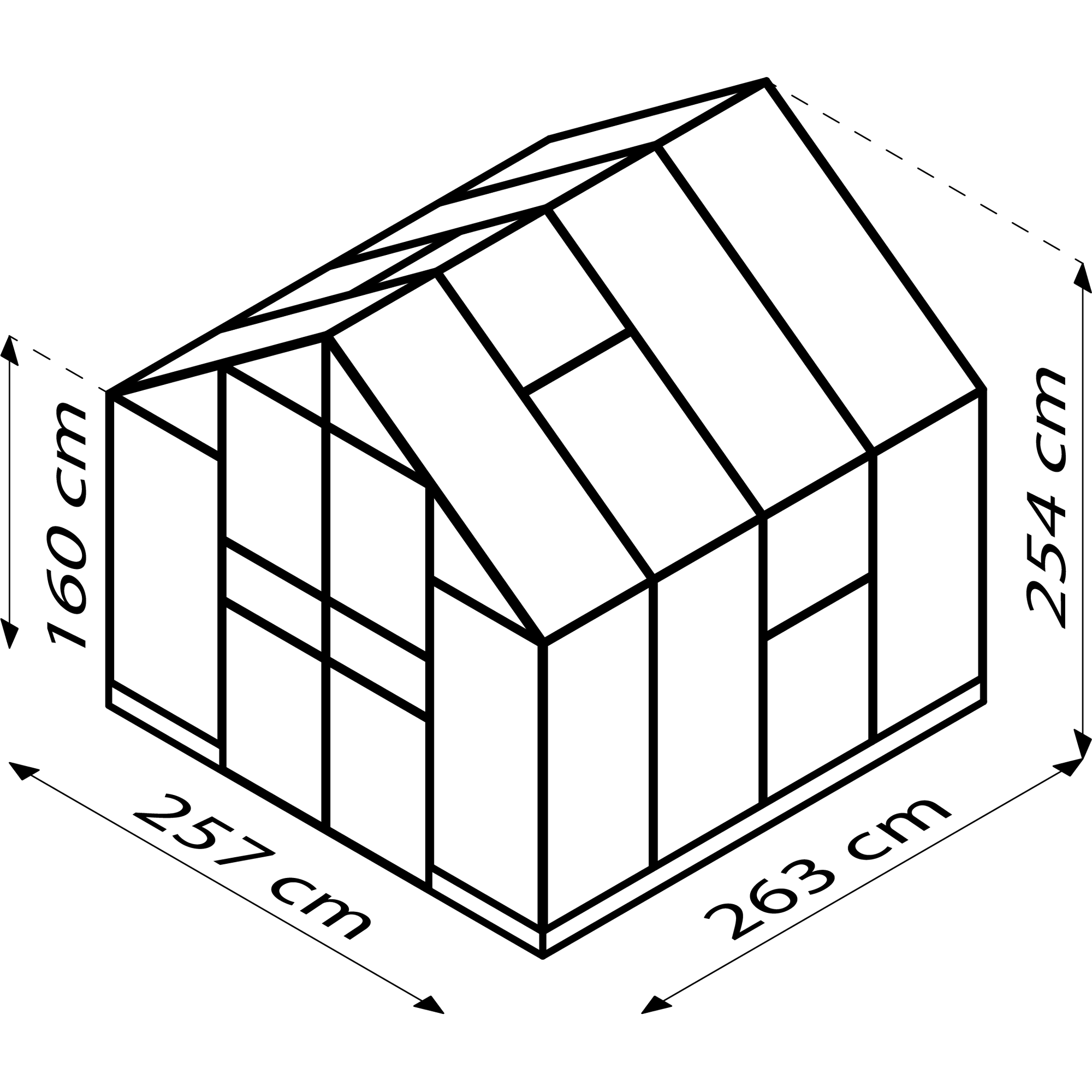 Vitavia Gewächshaus 'Olymp 6700' 6,7 m² 254,4 x 254,4 cm 6 mm Hohlkammerplatten schwarz 3