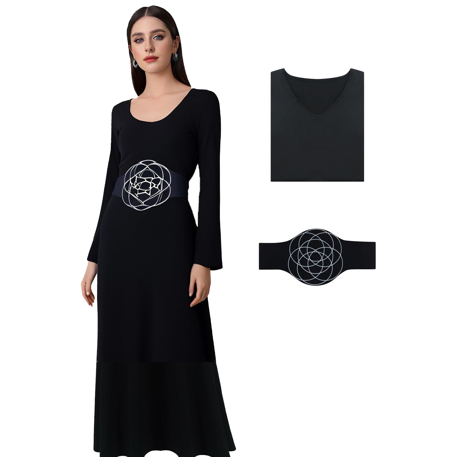 AYYOHON Astrid Deetz Kleid Lydia Deetz Kostüm Damen Hochzeitskleid mit Schleier Gothic Kleid Halloween Cosplay Partykleid L