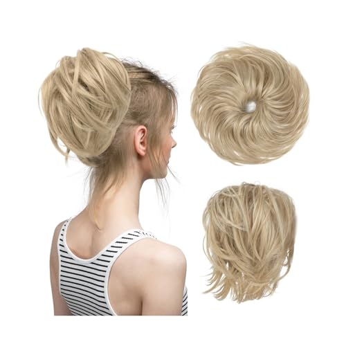 Haarteile Haarknoten Synthetisches elastisches unordentliches Brötchen, Kunsthaar, Chignon, lockiges Haargummi, Hochsteckfrisur, Donut-Haarteile, Bänder, Bündel, Schwanz, blondes Haar for Frauen Brötc