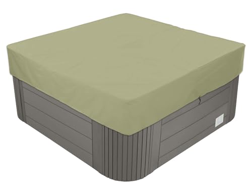 BaCover Quadratische Whirlpool-Abdeckung, 210D Oxford-Gewebe Wasserdicht Outdoor Spa Staubschutz Poolabdeckung,Beige,228x228x30cm