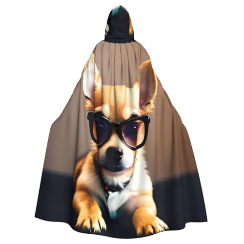 WURTON Chihuahua-Hundebrille, 1 Druck, Halloween-Kapuzenumhang mit Kapuze für Damen und Herren, Karneval, Mottoparty-Dekorationen