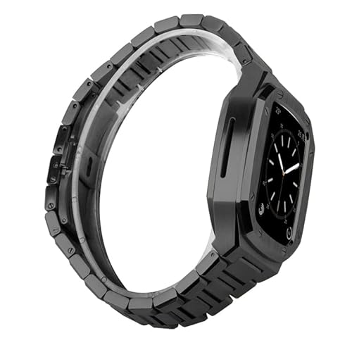 TONECY Mod Kit für Apple Watch Armband 45 mm, 41 mm, 40 mm, 44 mm, Luxus-Modifikation, Metall-Stahlgehäuse für iWatch Serie 8, 7, 6, SE, 5, 4, 3 (Farbe: Black BB, Größe: 44 mm)