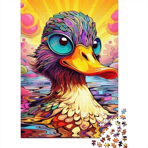 Buntes Art-Enten-Holzpuzzle für Erwachsene und Jugendliche von Difficult Challenging Puzzles, 1000 Teile, entspannendes intellektuelles Lernspielzeug 29,53x19,69 Zoll