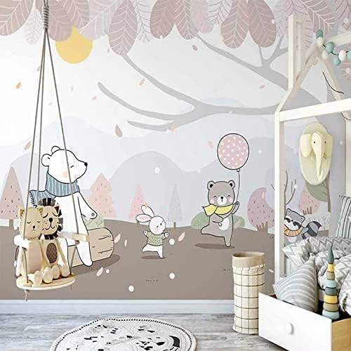 XLMING Handgemalte Einfache Wald Niedlichen Cartoon-Tier Kinderzimmer 3D Tapete Home Dekoration Wohnzimmer Sofa Schlafzimmer Tv Hintergrund Wand-350cm×256cm