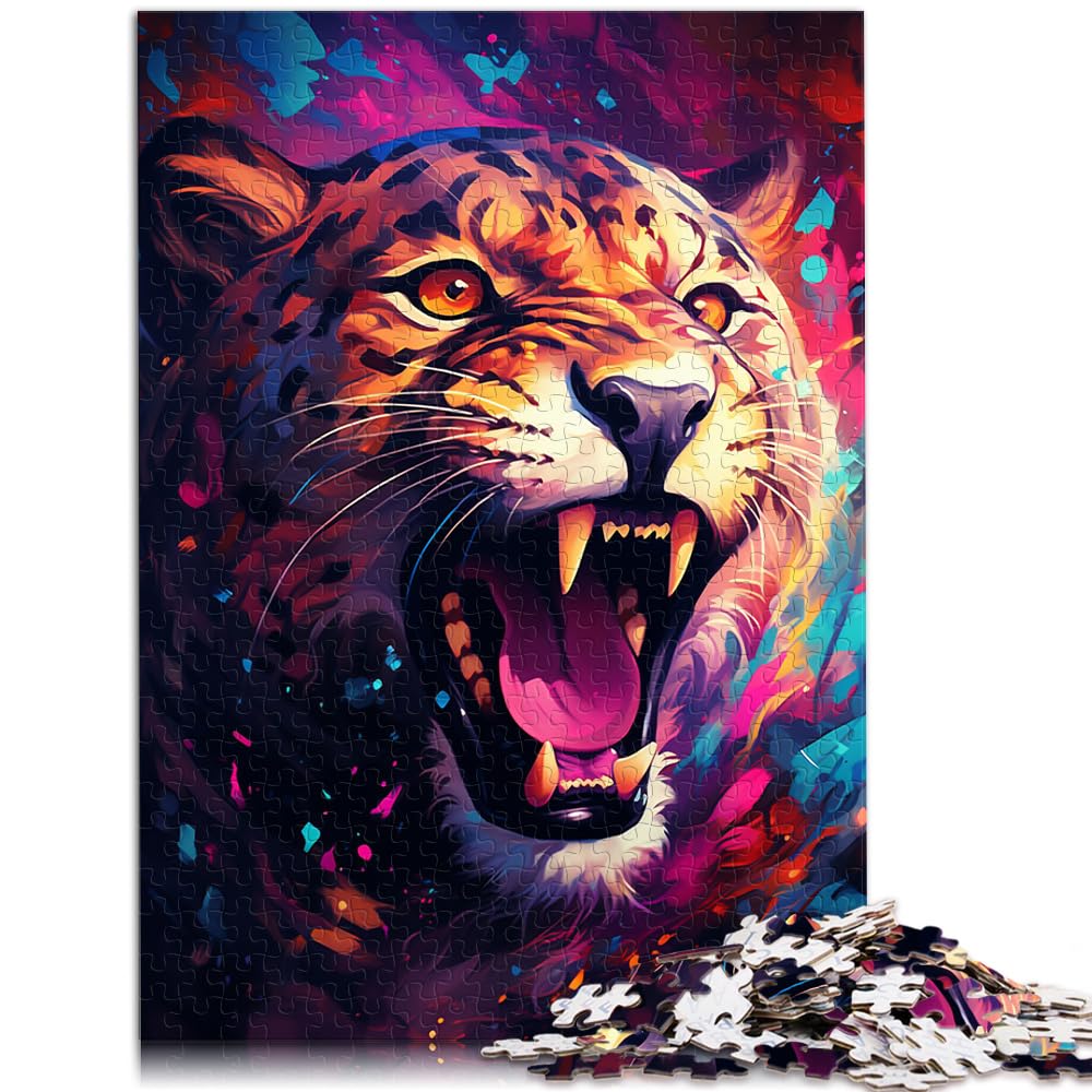 Puzzle für psychedelische Malerei, bunter Gepard, 1000 Teile, für Erwachsene, Geschenke, Holzpuzzle, anspruchsvolles, schwieriges Puzzle, 1000 Teile (50 x 75 cm)