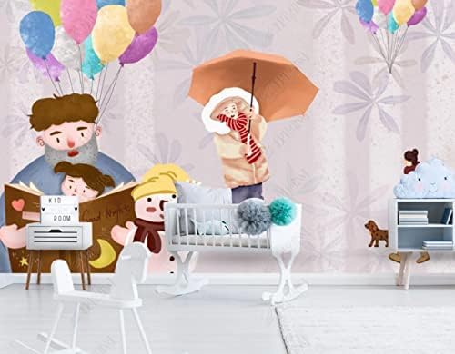 XLMING Handgezeichnete Tier-Ballon-Muster Küche Esszimmer Arbeitszimmer Wohnzimmer TV Hintergrund Wand 3D Tapete-200cm×140cm