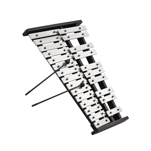 Glockenspiel Für Anfänger Glockenspiel mit 25 Tönen, langlebiger Holzsockel, Aluminiumstab, silbernes Schlaginstrument