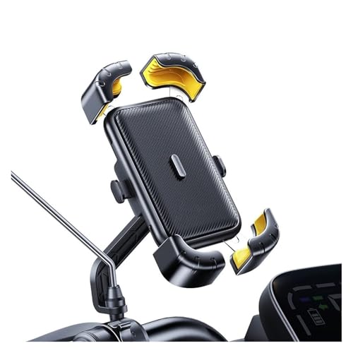 Handyhalterung Motorrad Motorrad-Telefonhalter 360°-Ansicht Universeller -Telefonhalter Für 4,7-7,2-Zoll-Mobiltelefonständer Stoßfester Halterungsclip Handyhalter Fahrrad(S1 Yellow)