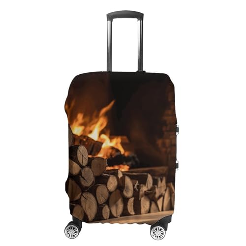 CSGJMYGS Reisegepäckabdeckung, elastisch, waschbar, modisch, kratzfest, Motiv: Delfine, Koffer-Schutz, passend für 45,7 - 81,3 cm Gepäck, Holz auf Kamin, XL