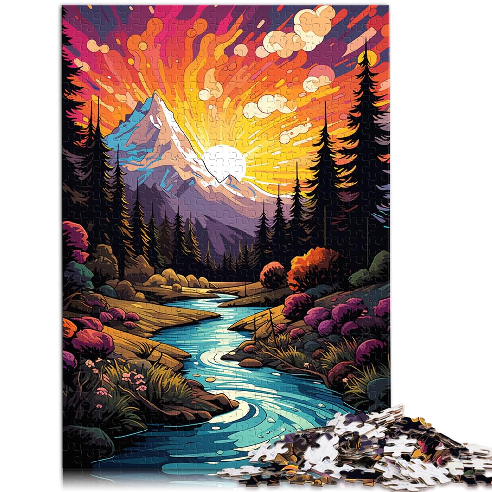 Puzzlespiel Fantasievolle Bunte Flusslandschaft Puzzle für Erwachsene 1000 Teile Holzpuzzle Heimdekoration Puzzlespielzeug 1000 Teile (50 x 75 cm)