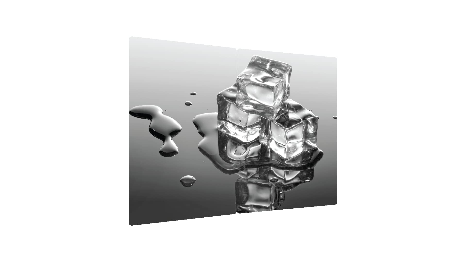 ALLboards Glas Herdabdeckplatte Schneidebrett Eiswürfel Eis Crushed Ice Kaltes Wasser 2er Set Multi-Platte Arbeitsplatte Herdschutz Deko für Küchen Gehärtetes Glas, 2 Stück - 52x30cm