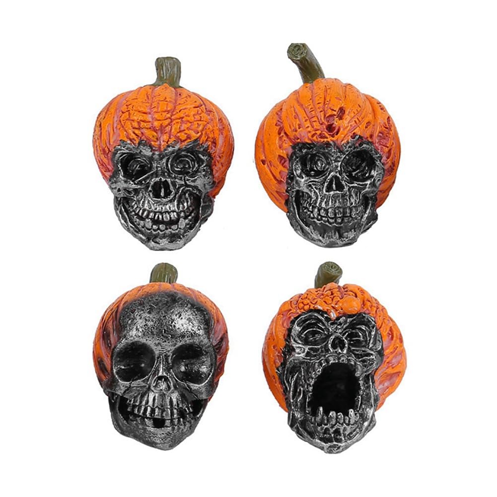 Begchy Halloween-Totenkopf-Harz-Ornamente, Feiertags-Geheimzimmer, Horror-Kürbishut, Totenkopf-Dekoration, Layout, Kunsthandwerk