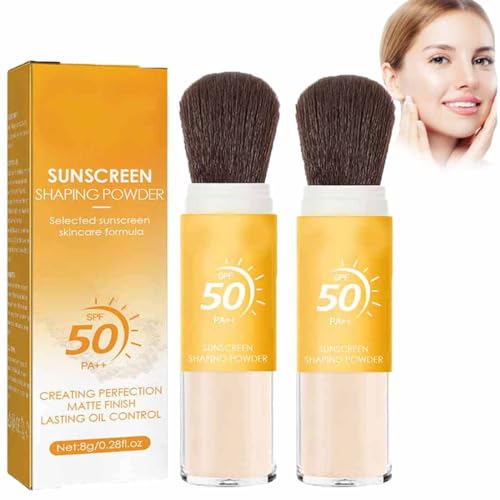 Translucent Sunscreen-infused Setting Powder,Mineral Brush Powder,Mineral Sunscreen Setting Powder,Spf 50 Oil Control Natural Matte Finish,Lasting Lightweight Breathable,for All Types of Skin (2pc)