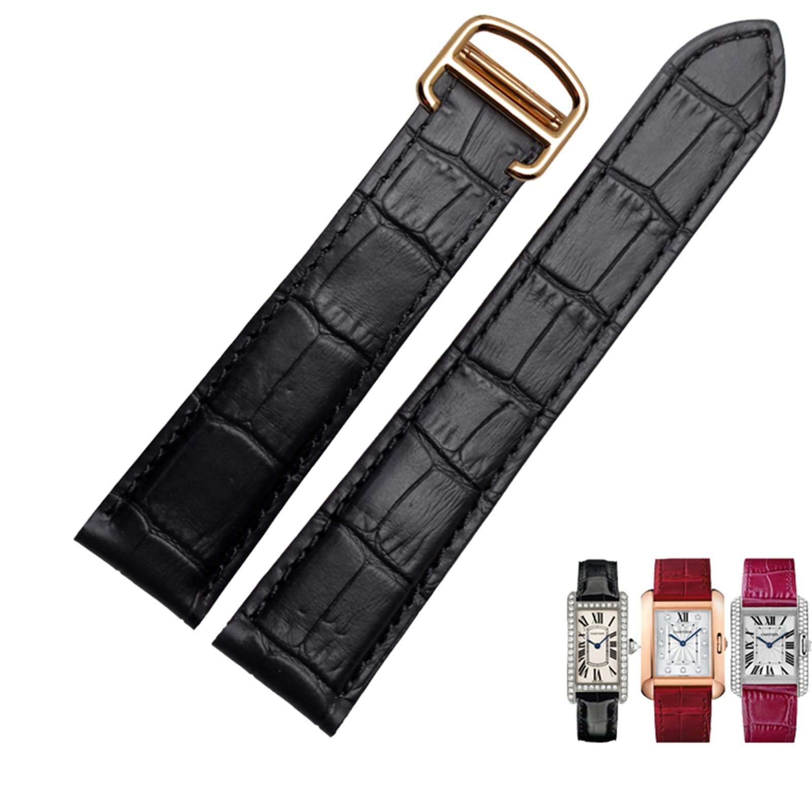 BANDKIT Uhrenarmband aus echtem Leder, 1617/18/20/22/23/24/25 mm, Armband für Herren/Damen, Ersatzarmbänder für Cartier Tank Solo, 22 mm, Achat