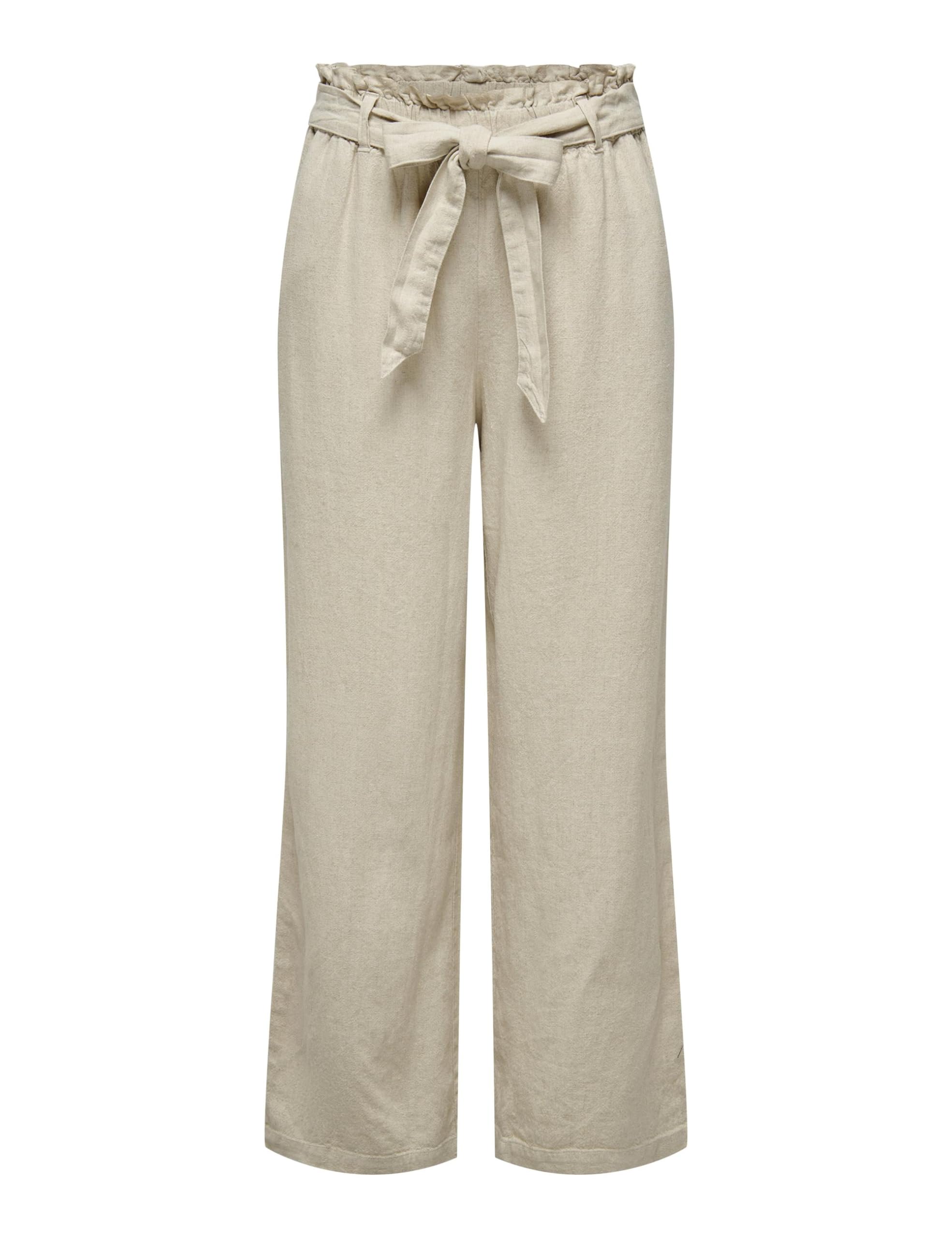 JdY Damen Jdysay Mw Linen Belt Pant WVN Noos Hose, Beige, 46 EU