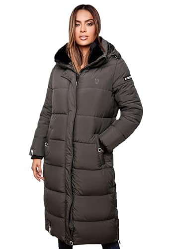 MARIKOO Damen Winter Steppjacke Lang B936 [B936-Relizi-Anthrazit-Gr.XS]